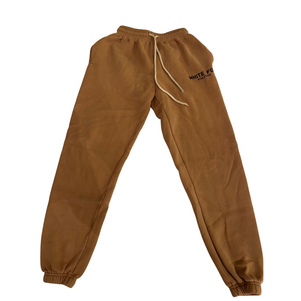 White Fox Womens Fleece Jogger Sweatpants Small Brown Lounge Athleisure Comfy
